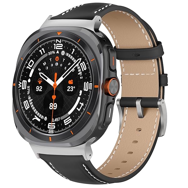 Galaxy Watch Ultra バンド PUレザー素材 ベルト ソフト 柔軟性 ビジネス風 交換ベルト レディース & メンズ 革製ストラップ Samsung Galaxy Watch 