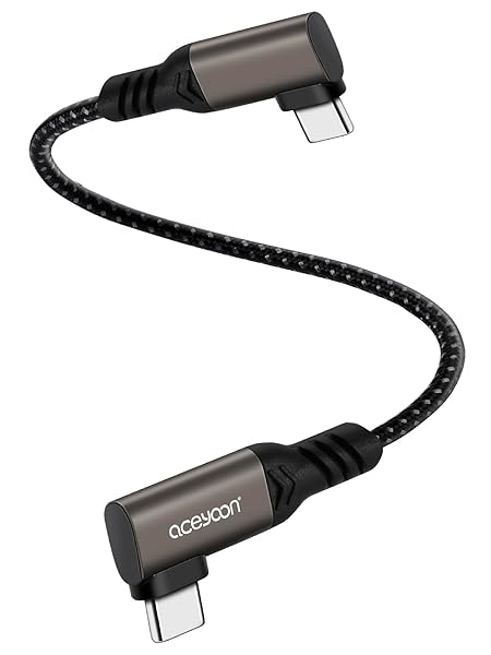 USB C ケーブル 20cm 両端L字 Type C オス - オス 90度 短い 20センチ 充電コード QC 4.0 超急速充電 最大 240W 0.2m ショート タイプ C 直角ケーブル ナ