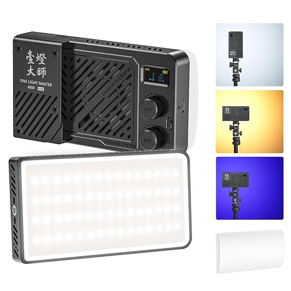 40W ポータブルLEDビデオライト RGB撮影用ライト 2700K-6500K 無段階調光 超高輝度 デュアル色温度常定光ライト 撮影補助光 CRI 96+ 14000Lux @0.3m 20種類の