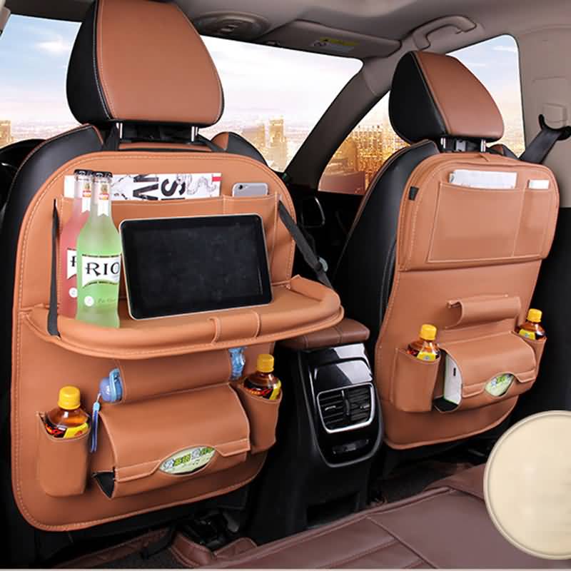 背部袋桌飲料架大收納袋座椅智能手機平板電腦功能簡易安裝pu皮革背座袋折疊車座椅座椅座椅插座車載汽車儲存室內時尚能力自由送貨