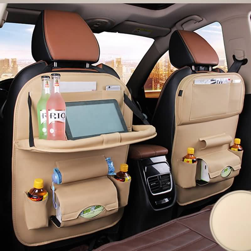背部袋桌飲料架大收納袋座椅智能手機平板電腦功能簡易安裝pu皮革背座袋折疊車座椅座椅座椅插座車載汽車儲存室內時尚能力自由送貨